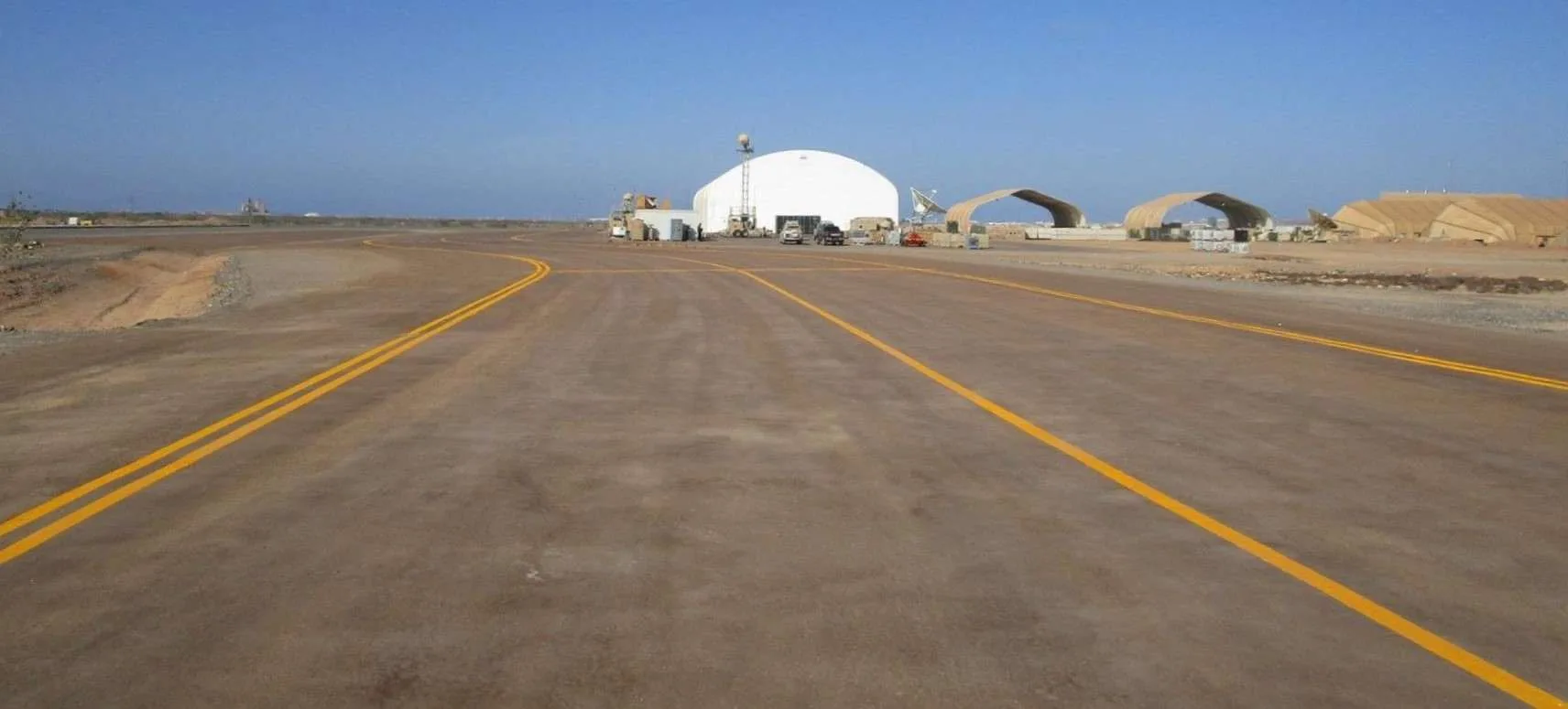Completed taxiway with yellow markings